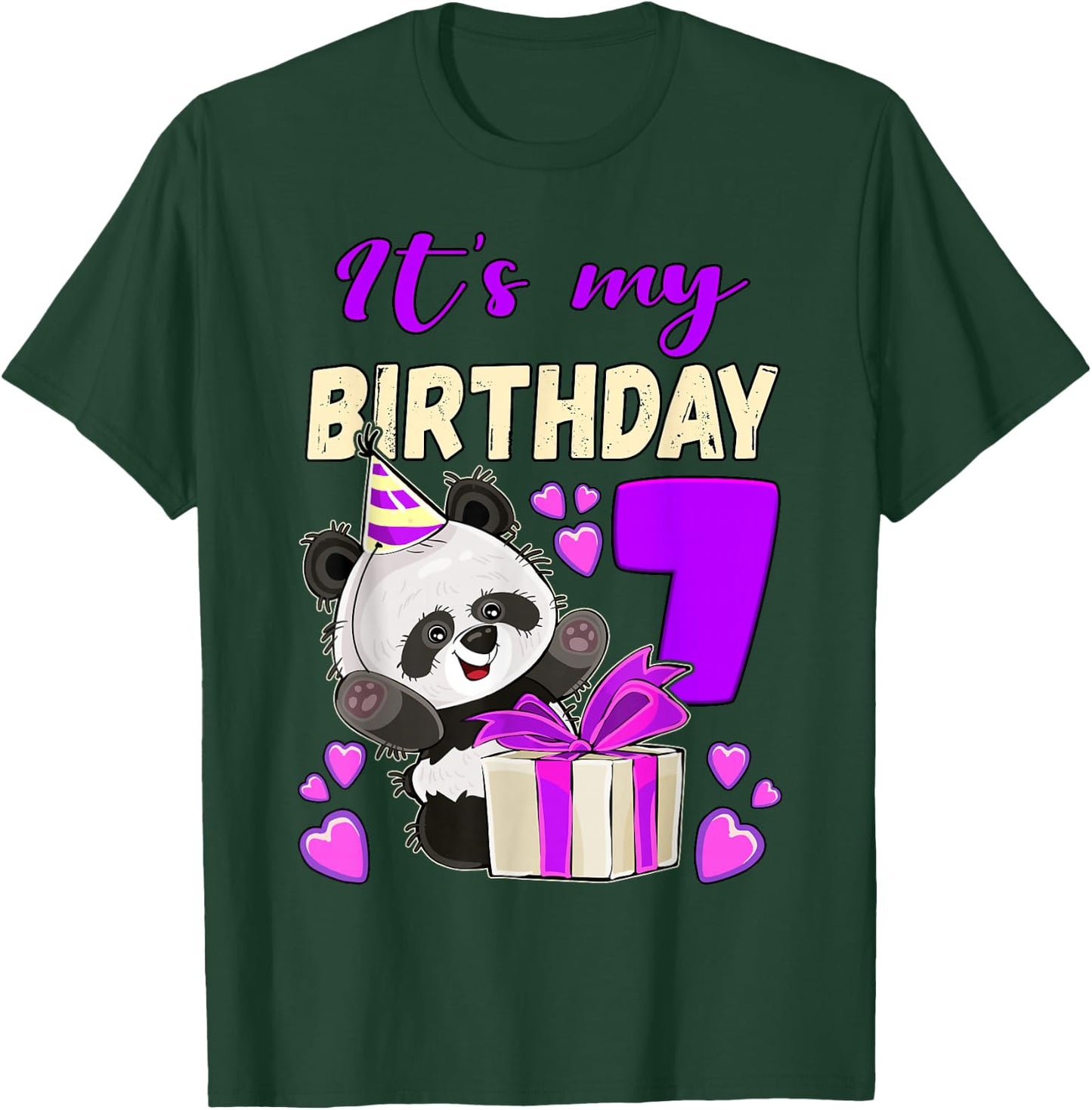 Panda Birthday Girl 7 Years Old T-Shirt - T-Shirt | Forest