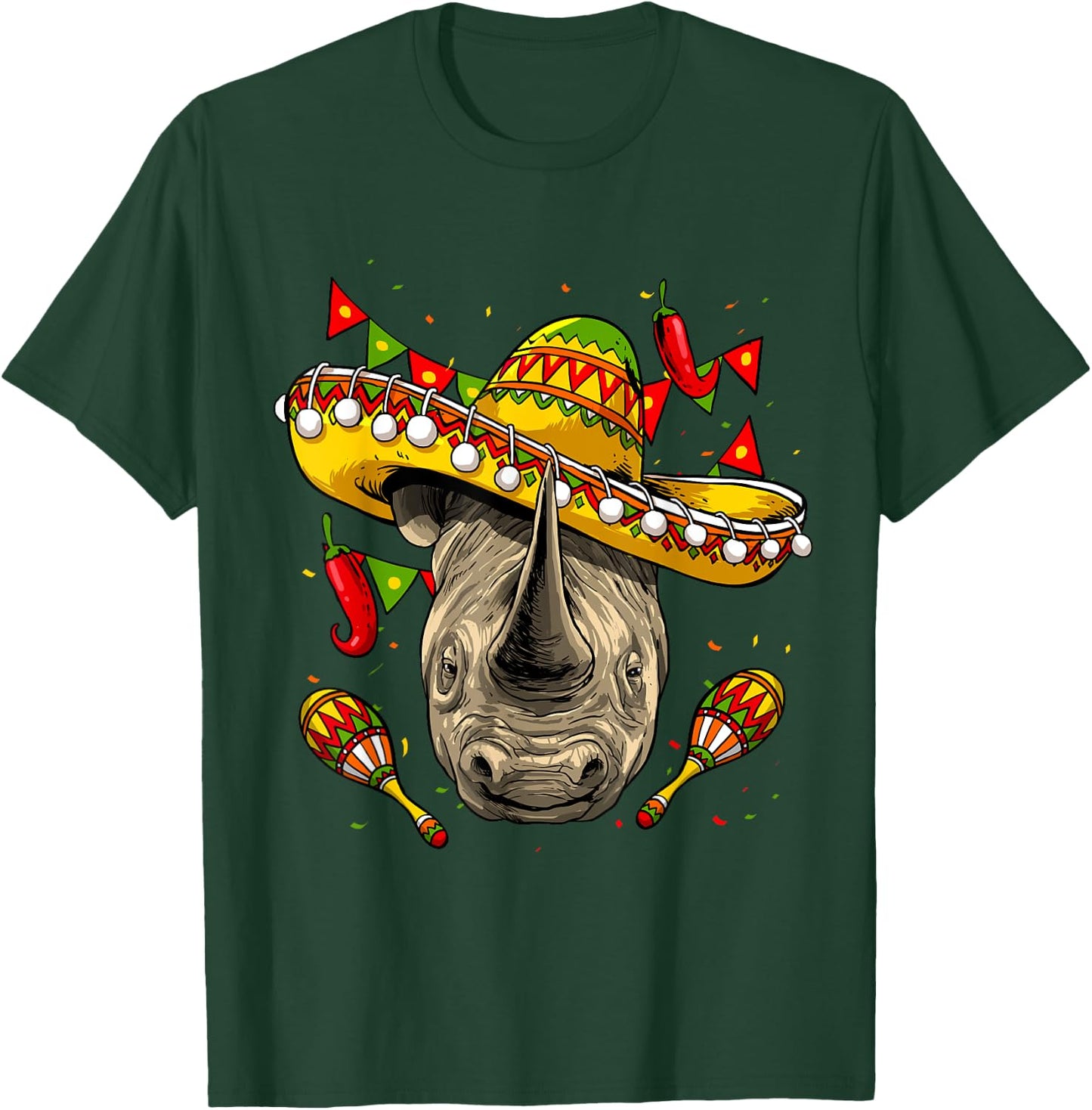 Cinco de Mayo Poncho Rhinoceros Sombrero Mexican Rhino Lover T-Shirt - T-Shirt | Forest