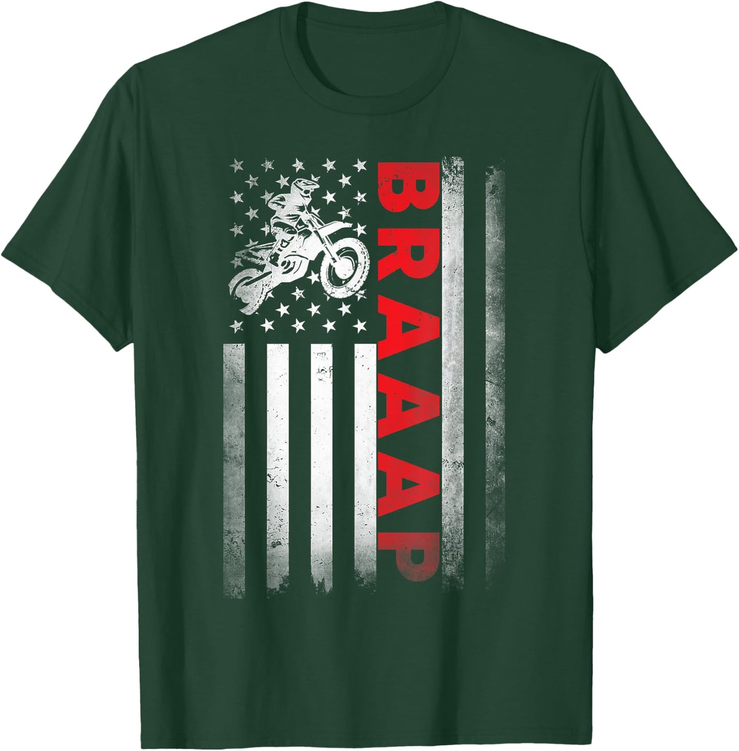 Dirt Bike Racing USA US American Flag Botocross Boys Youth T-Shirt - T-Shirt | Forest