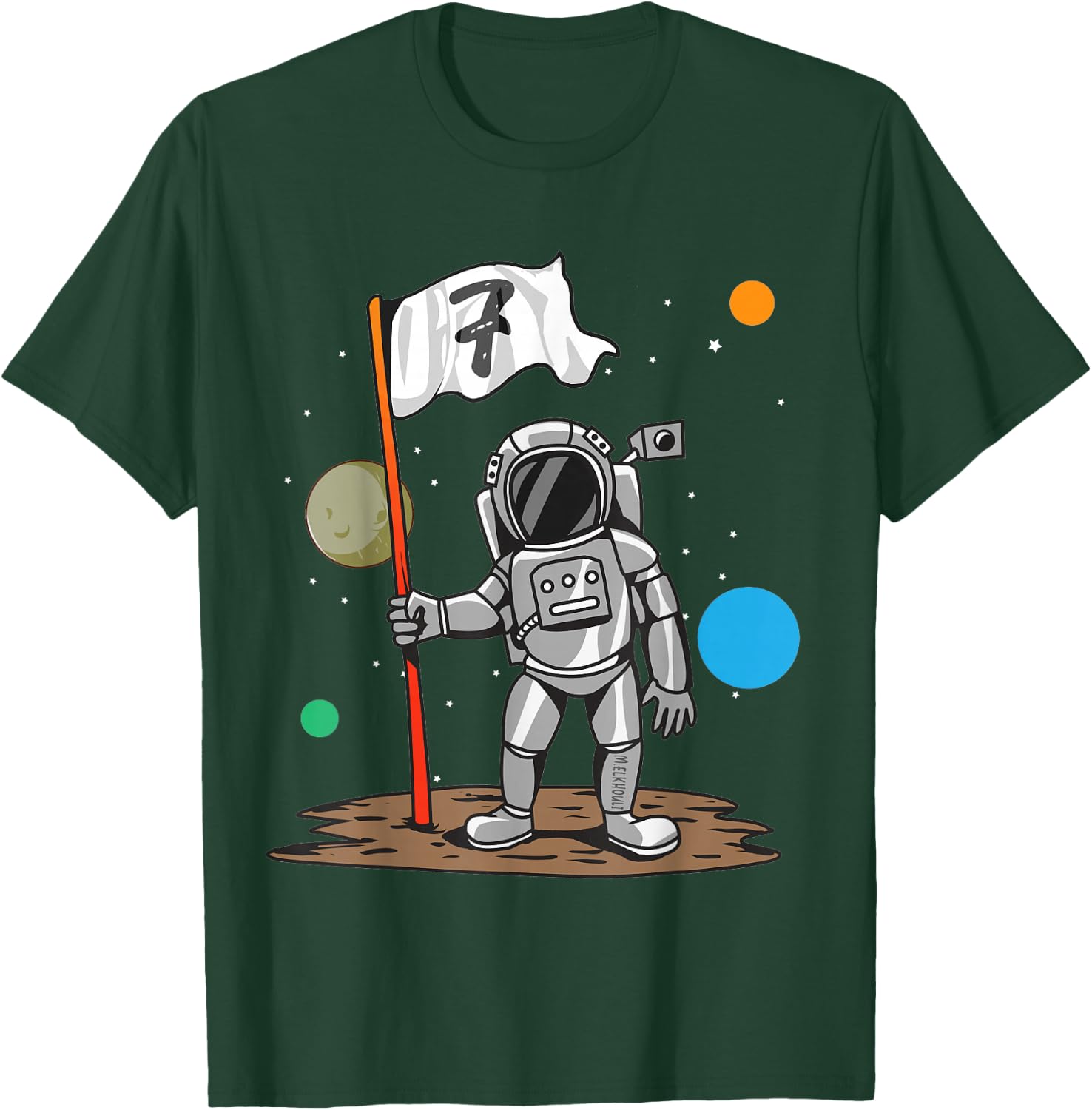 7th Birthday Party Outer Astrology | 7 Years Astronauts Space T-Shirt - T-Shirt | Forest