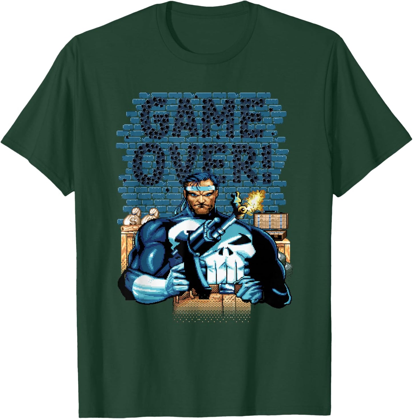 Marvel Punisher Game Over Pixelated 90s T-Shirt - T-Shirt | Forest
