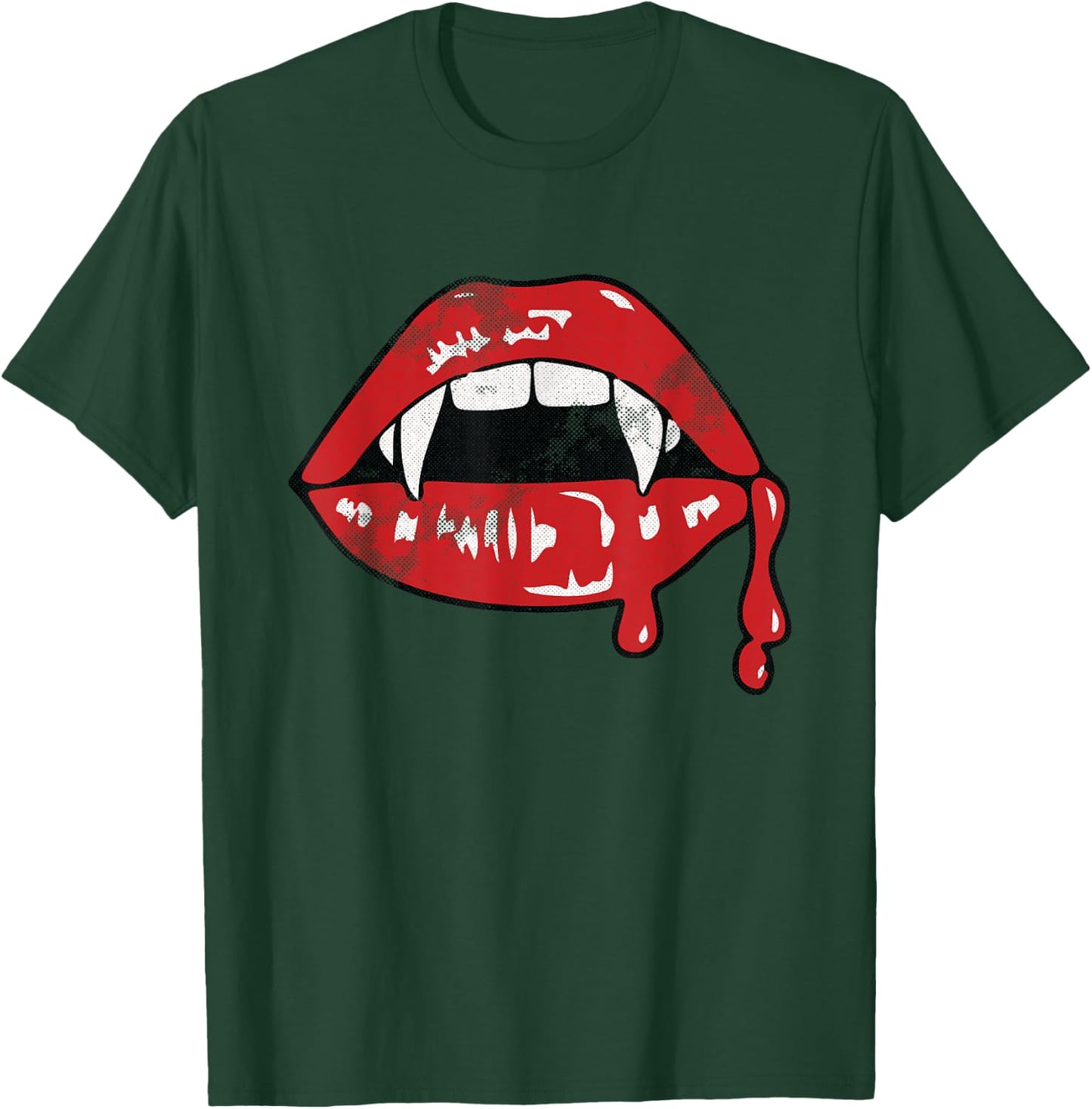 Vampire Lips Lazy Halloween Costume Blood Fangs T-Shirt - T-Shirt | Forest