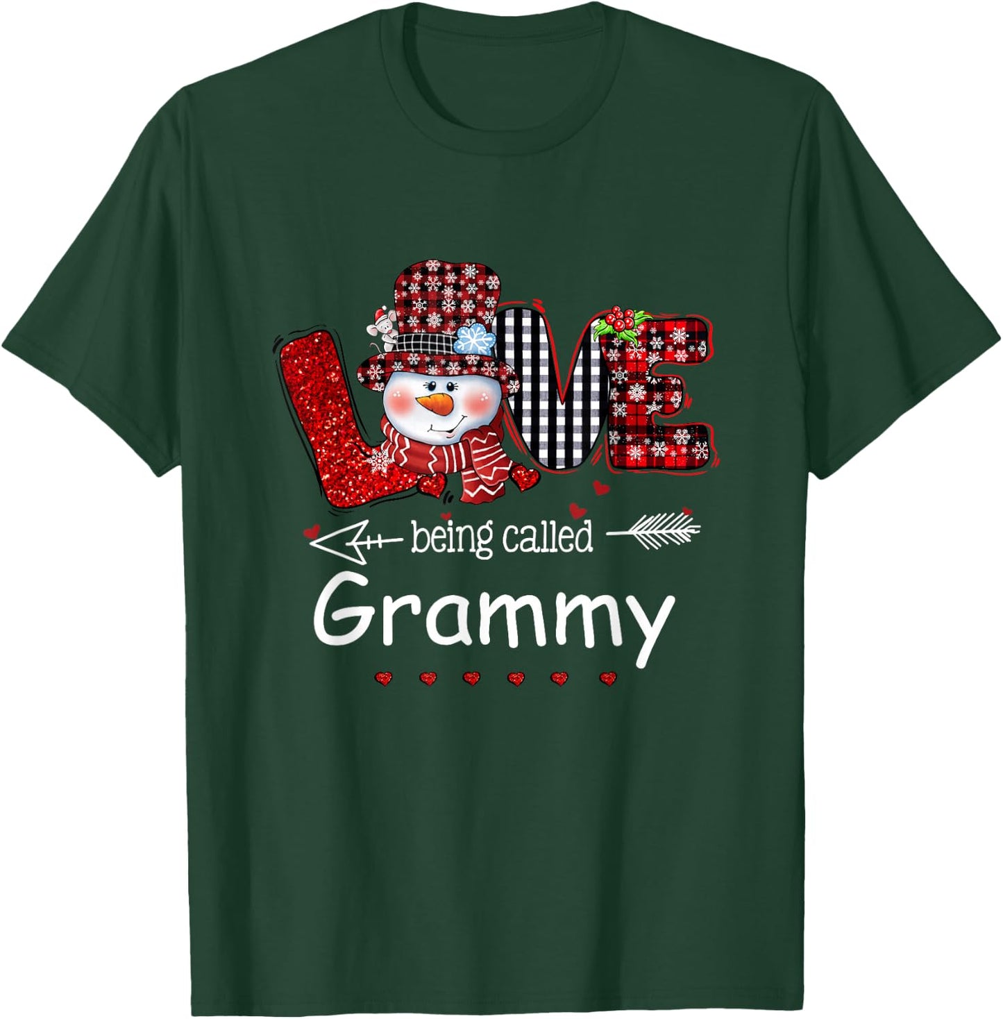 Love being called Grammy Snowman Christmas Red Plaid Xmas T-Shirt - T-Shirt | Forest