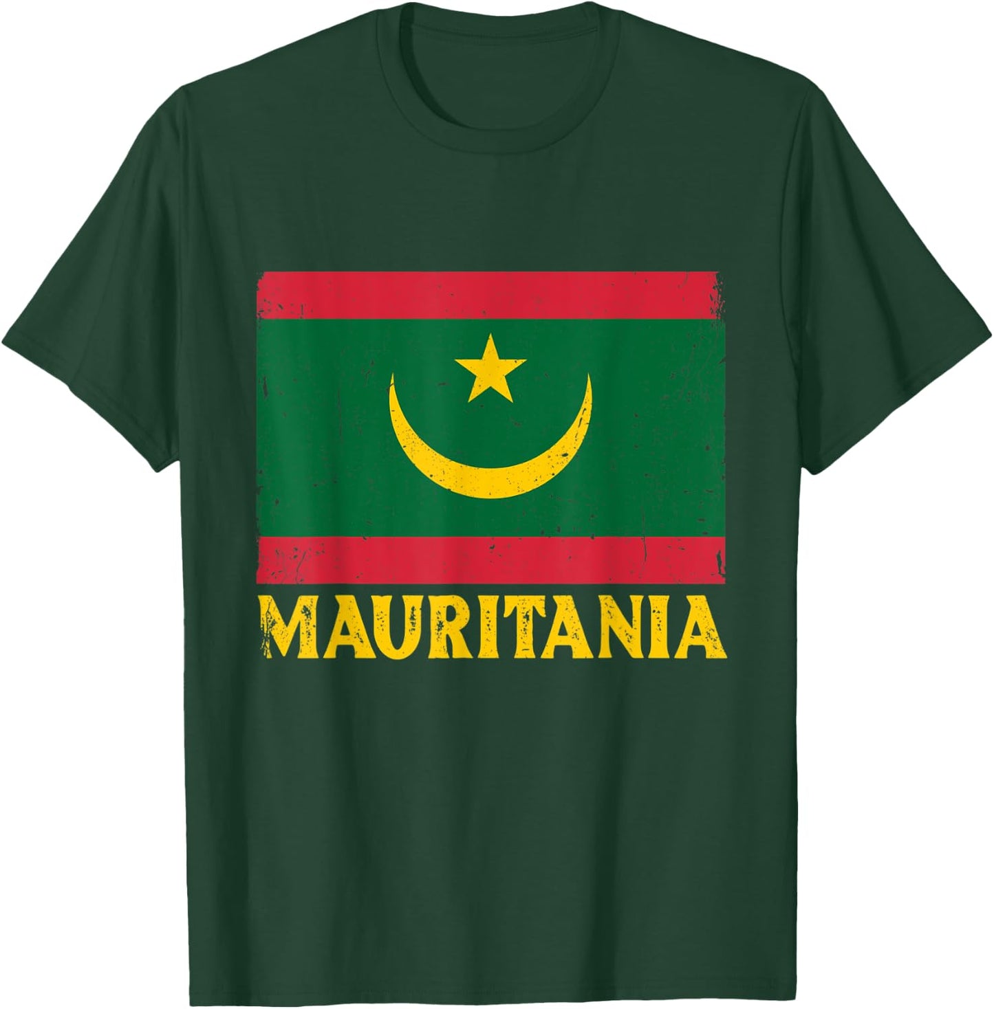 Distressed Retro Mauritania Flag Men Women Kids Patriotic T-Shirt - T-Shirt | Forest