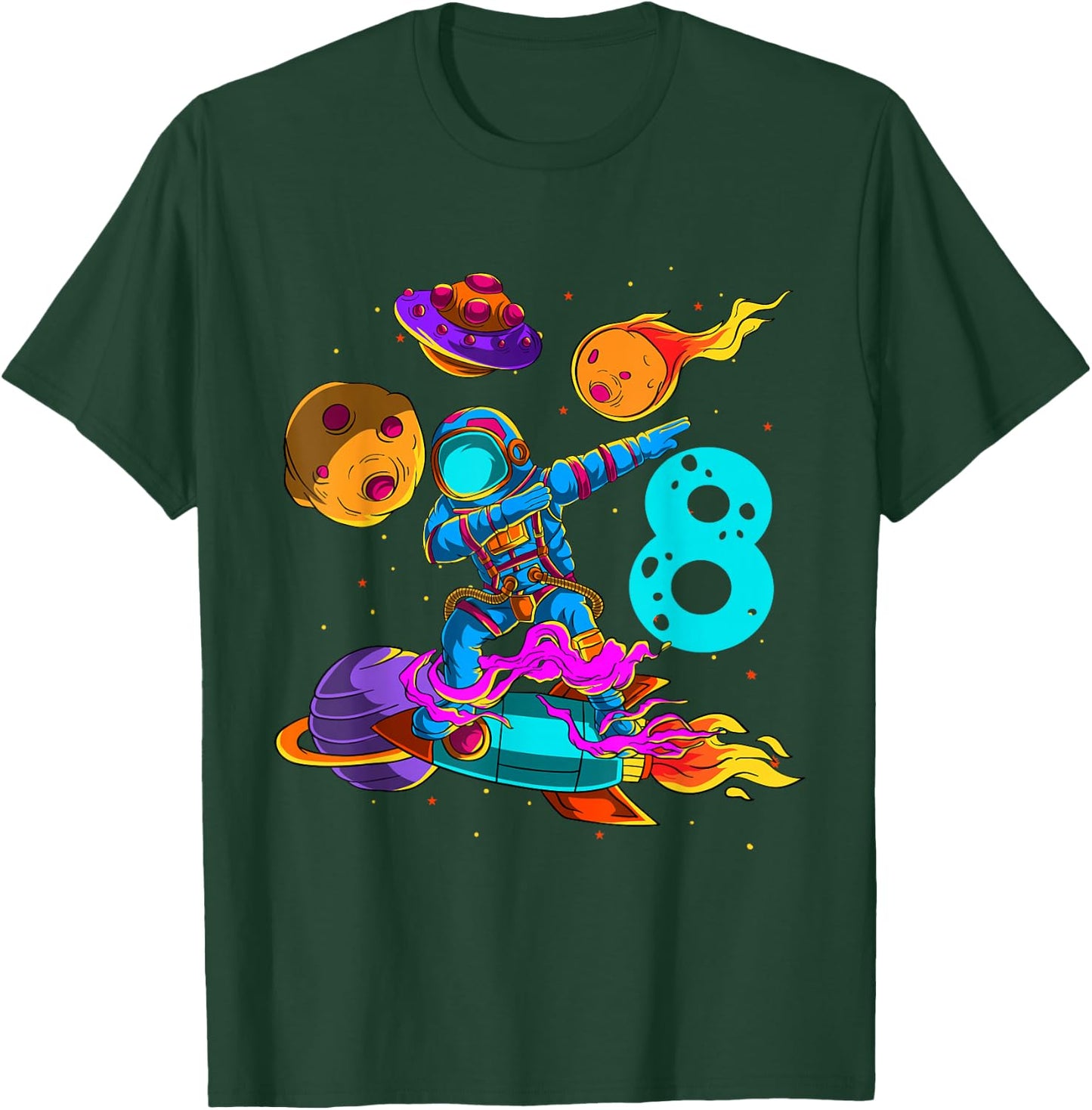 8 Years Birthday Boy Astronaut 8th Birthday Astronaut T-Shirt - T-Shirt | Forest