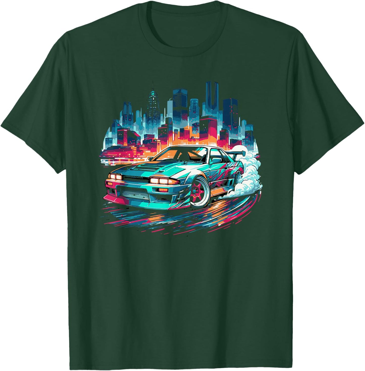 Sports Car Exotic Drift Racing Car Graphic T-Shirt - T-Shirt | Forest