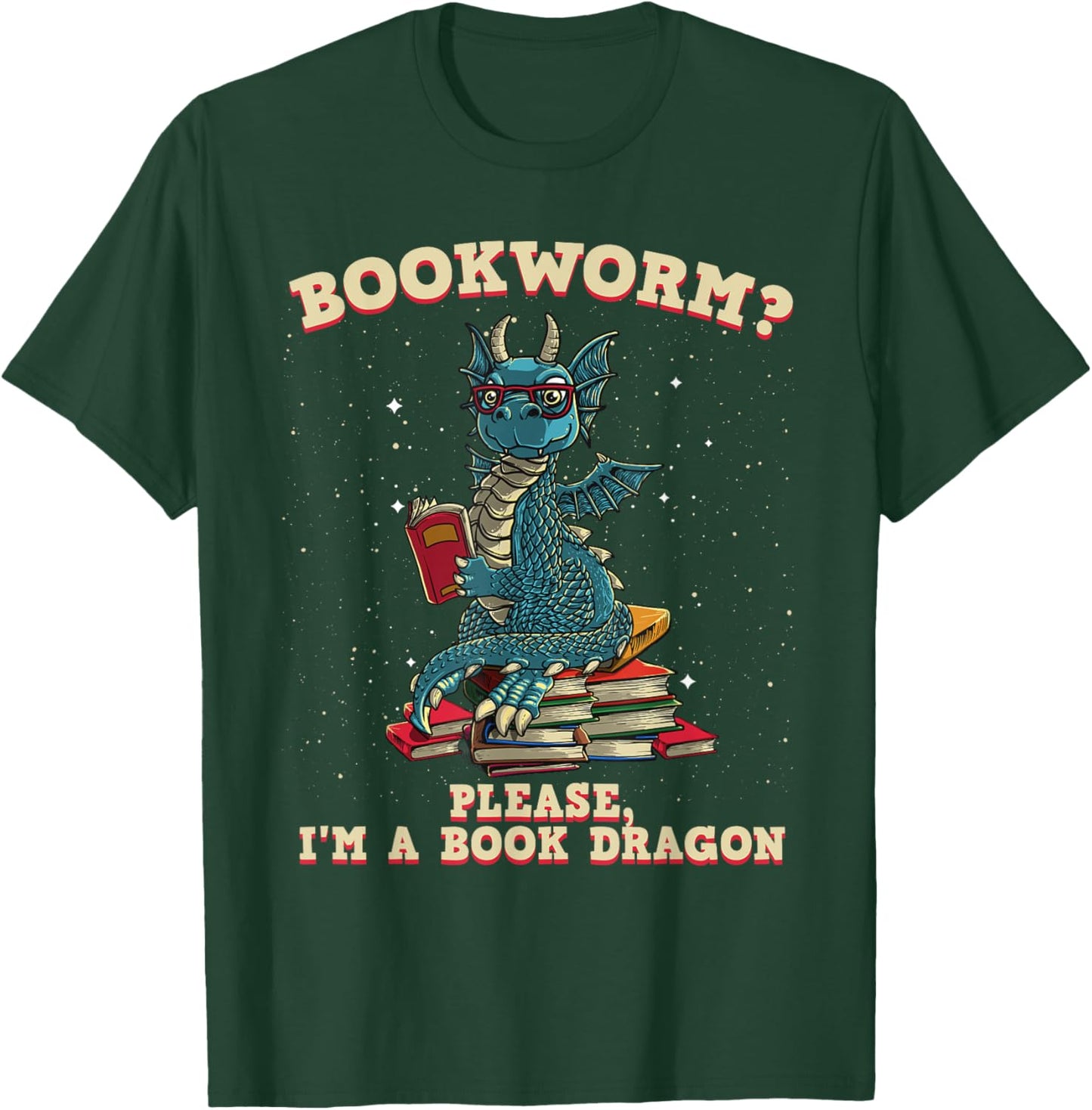Funny Bookworm Gift Women Book Dragon Reader Library T-Shirt - T-Shirt | Forest