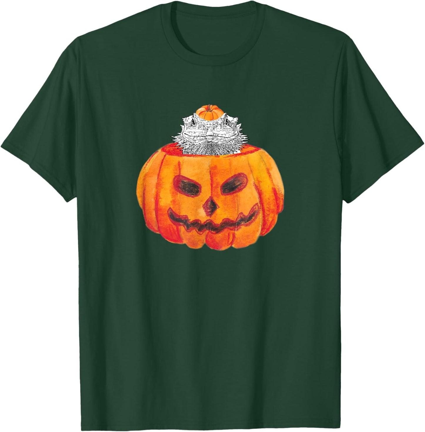 Bearded Dragon Happy Halloween Pumpkin Reptile Animal Lover T-Shirt - T-Shirt | Forest