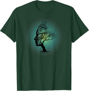 Surreal Tree Of Life Face Silhouette Spiritual Yoga Zen T-Shirt - T-Shirt | Forest