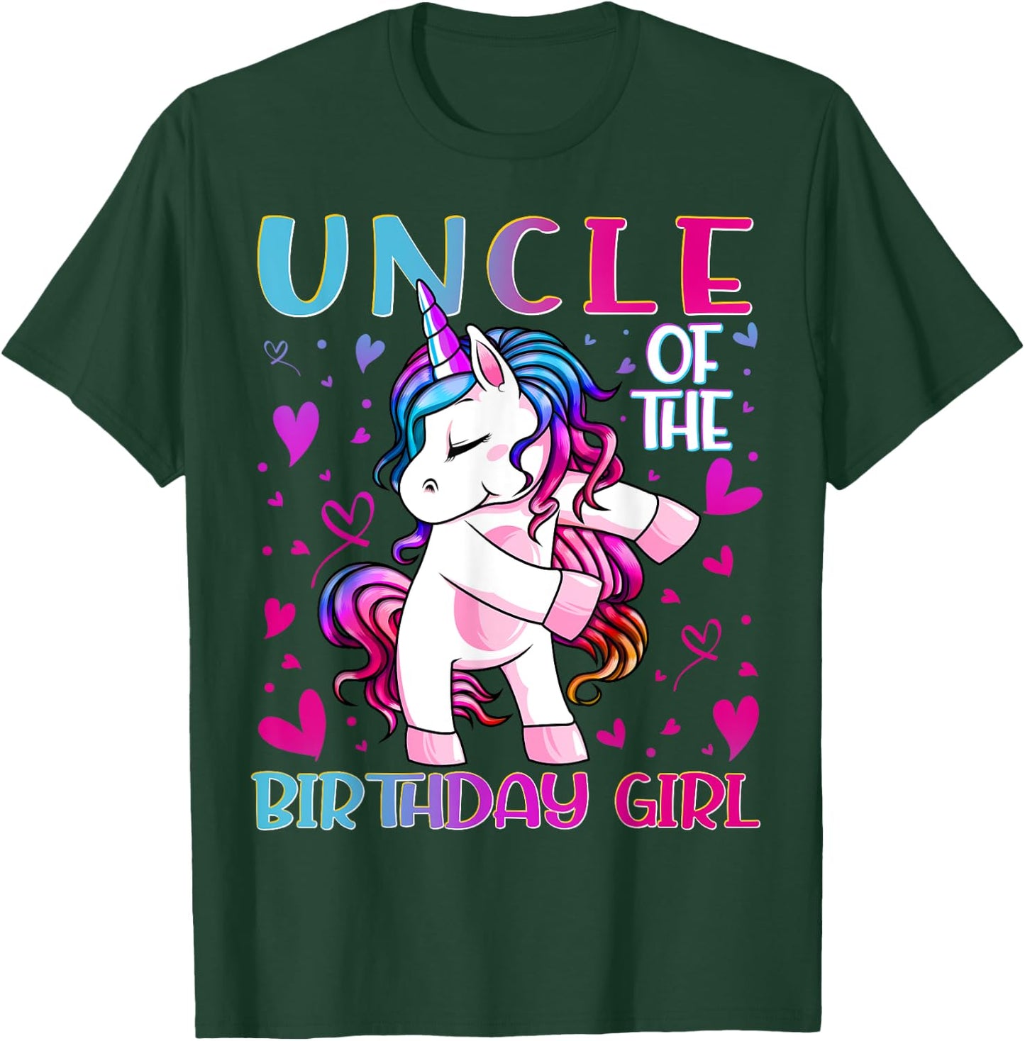 Uncle of the Birthday Girl Flossing Unicorn Uncle Gifts T-Shirt - T-Shirt | Forest