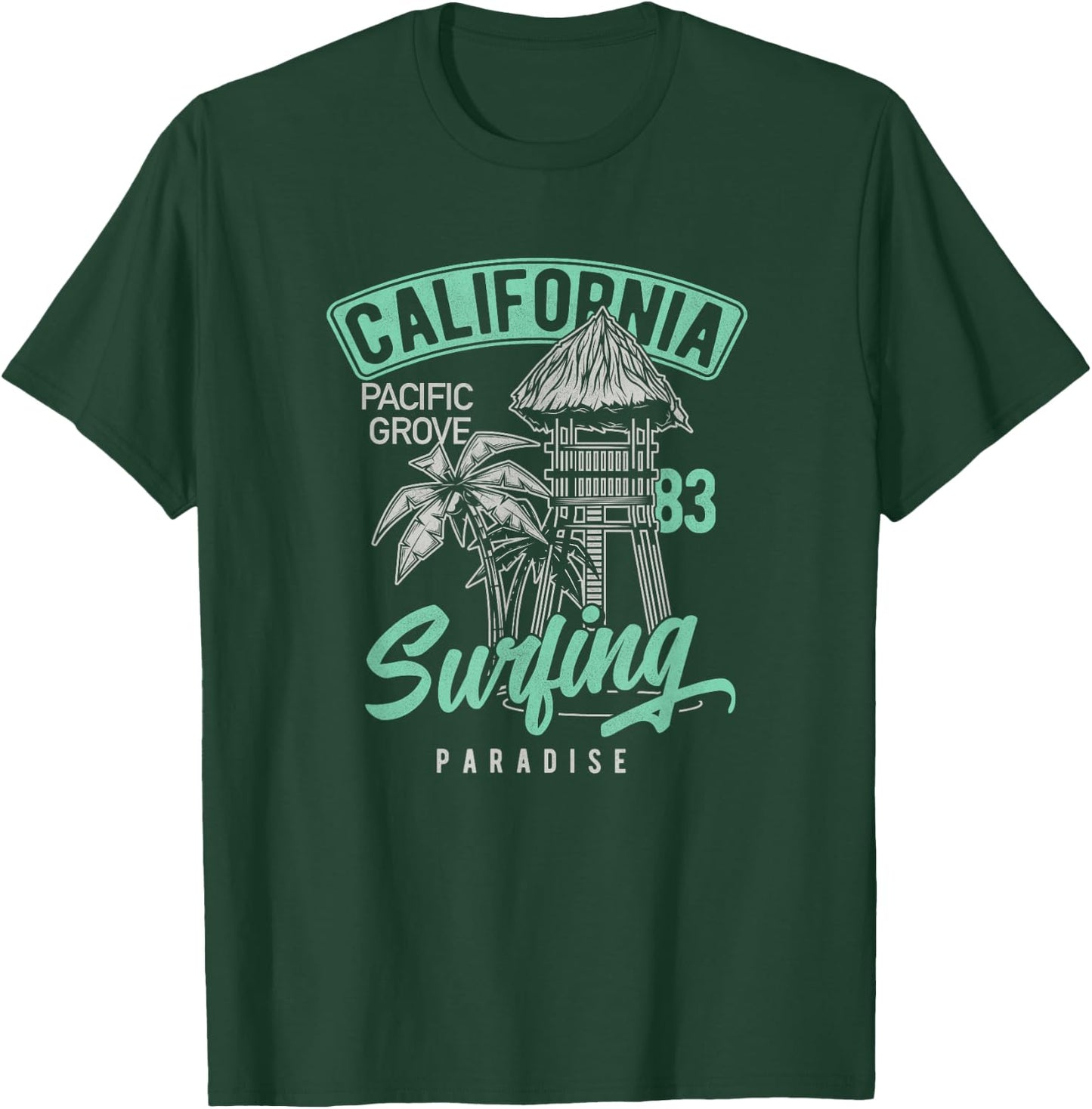 Pacific Grove Vintage Retro 70s 80s Surf T-Shirt - T-Shirt | Forest