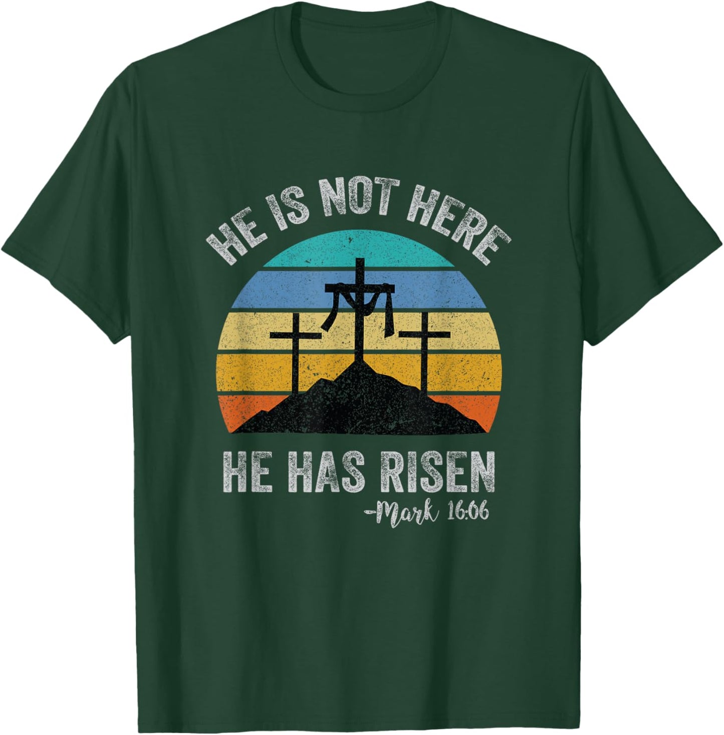 He has Risen He is not Here Jesus Retro Vintage Easter T-Shirt - T-Shirt | Forest