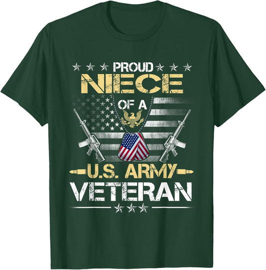 Proud Niece Of A U.S. Army Veteran Flag , Veterans Day T-Shirt - T-Shirt | Forest