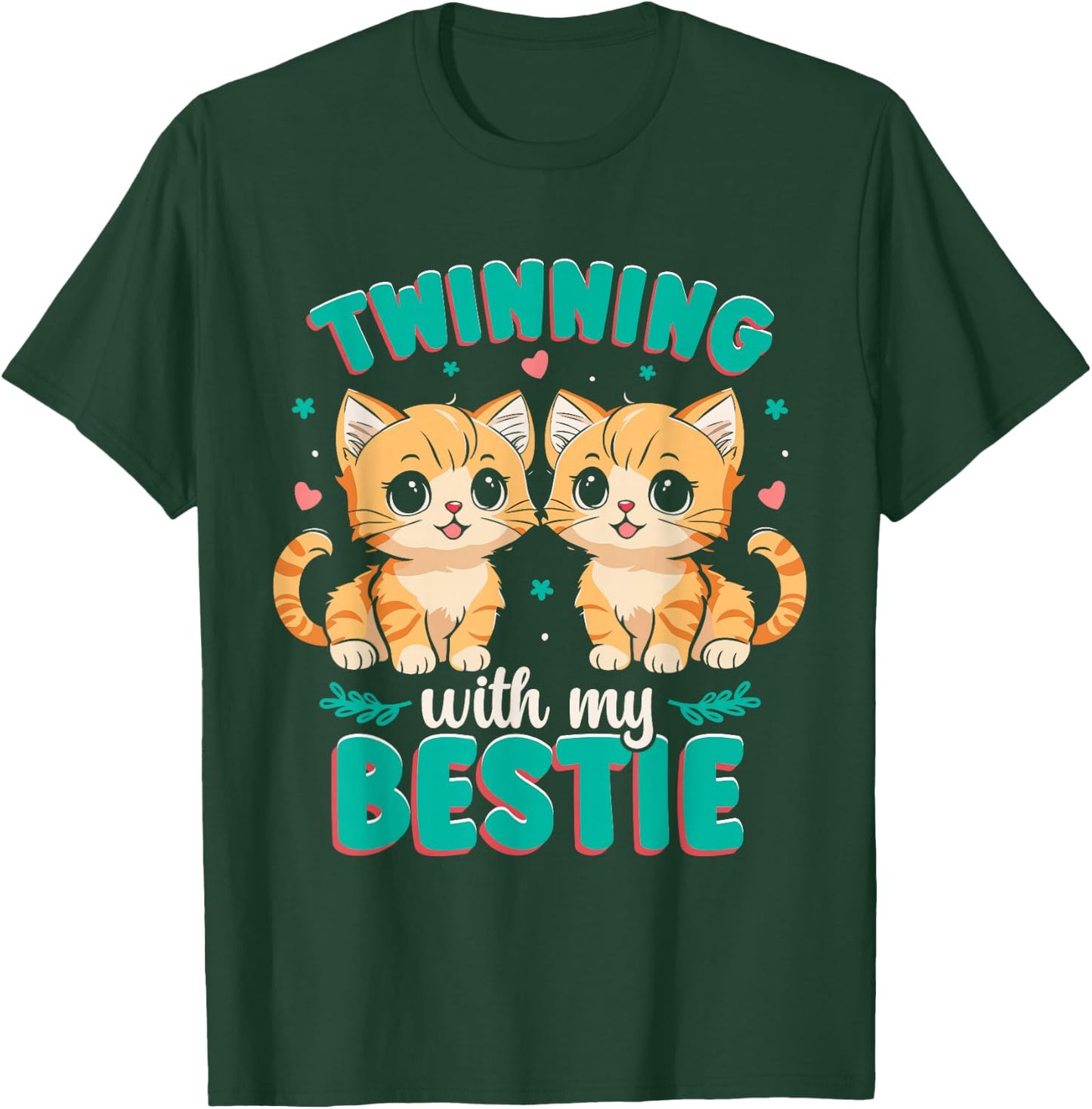 Friendship Twinning Bestie Matching Twin Cat T-Shirt - T-Shirt | Forest