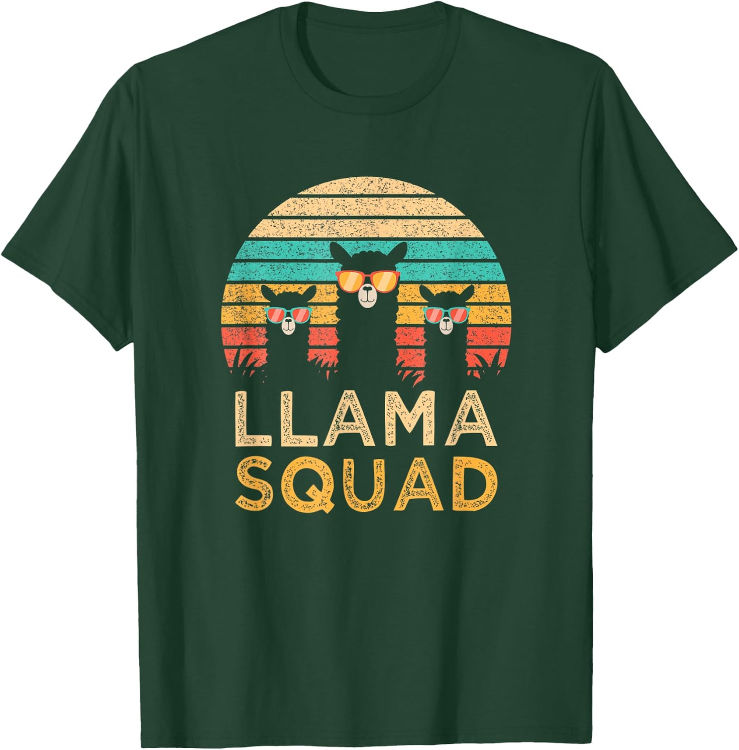 Funny Llama Squad Sunglasses Cool Llamas Vintage Gift T-Shirt - T-Shirt | Forest