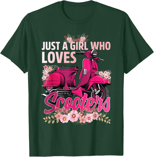 just a girl who loves scooter moped scooter Biker bike rider T-Shirt - T-Shirt | Forest