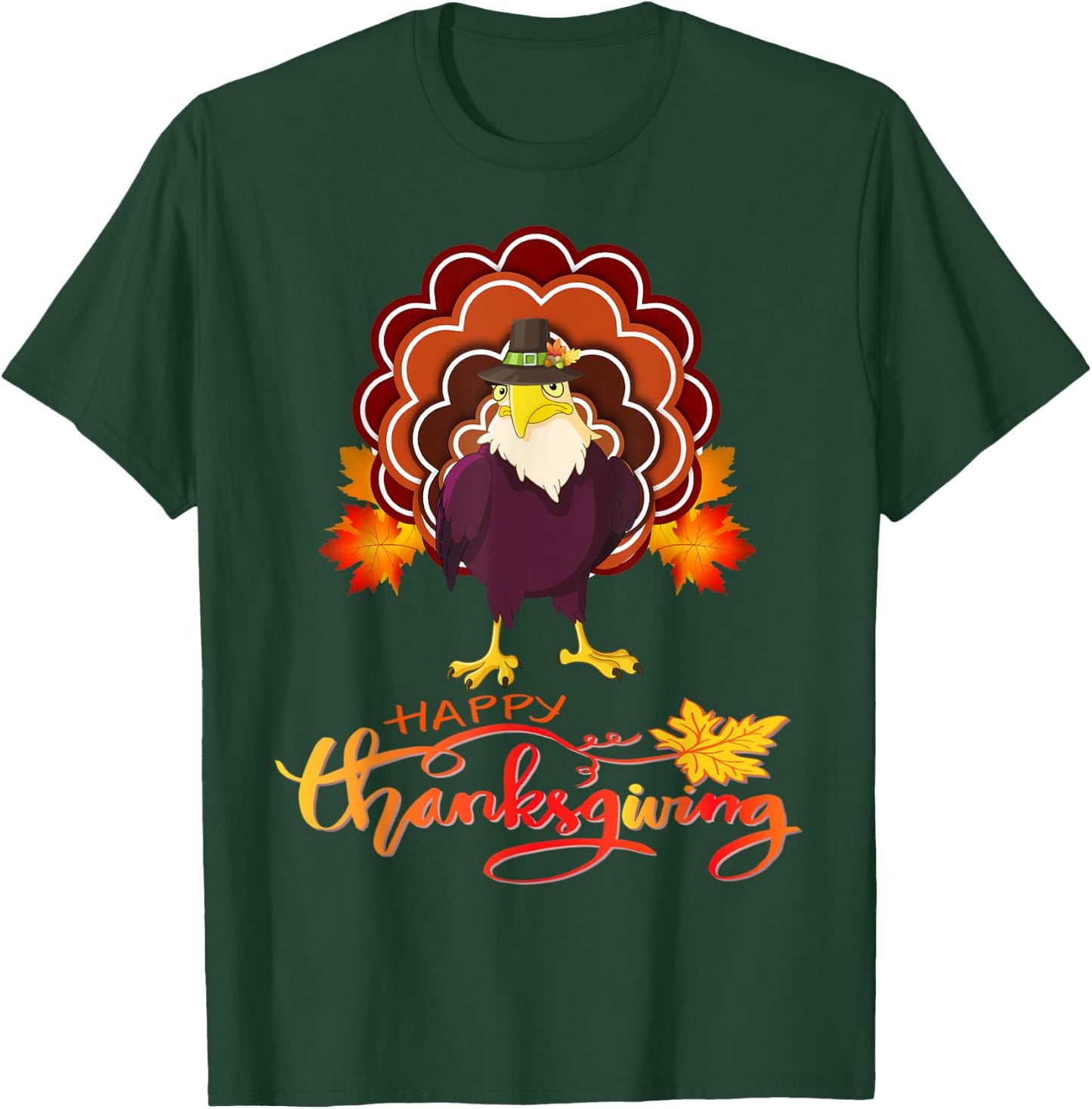 Funny eagle Turkey Happy Thanksgiving T-Shirt - T-Shirt | Forest