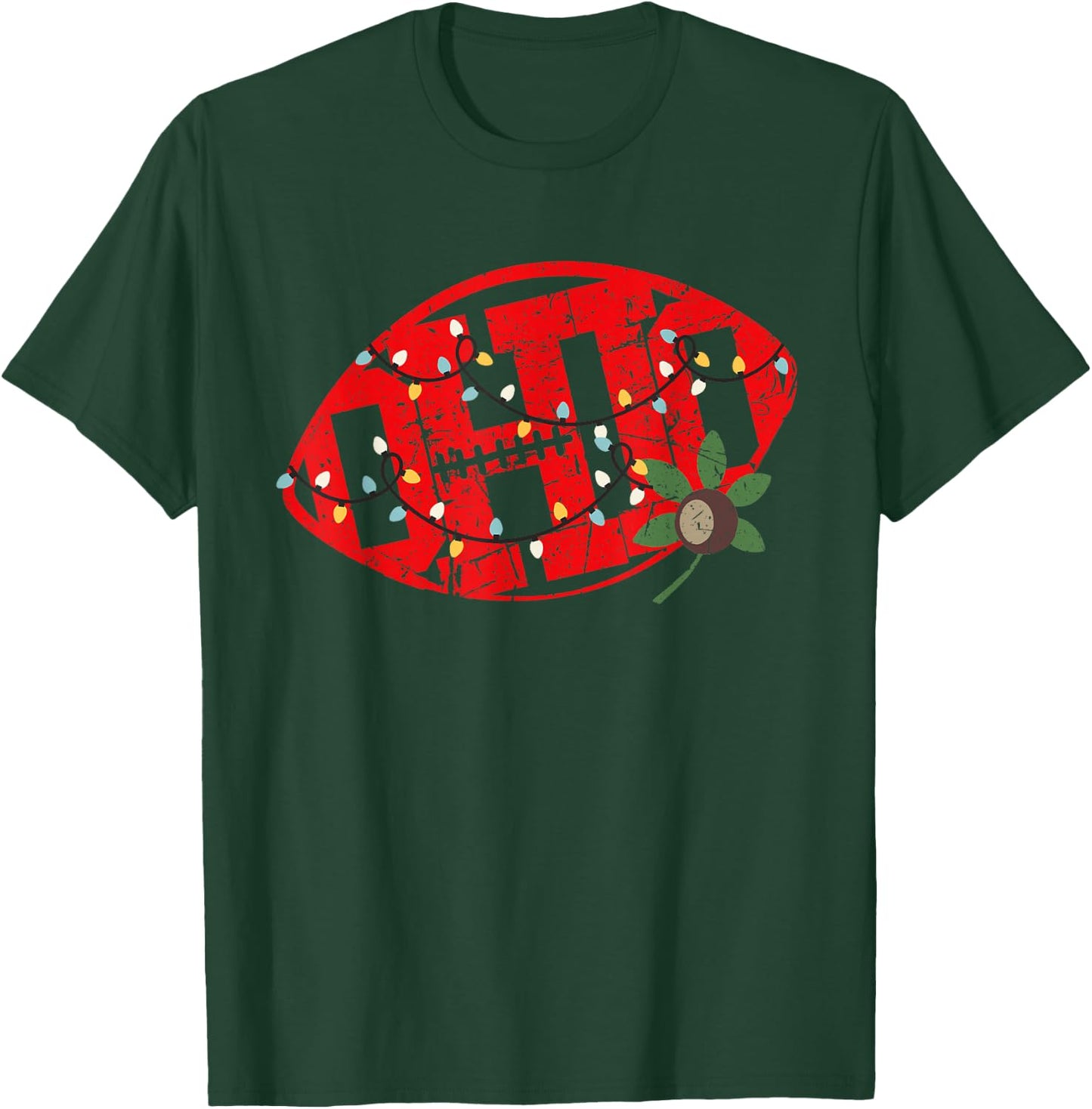 Vintage State of Ohio Football Shape Christmas Lights T-Shirt - T-Shirt | Forest