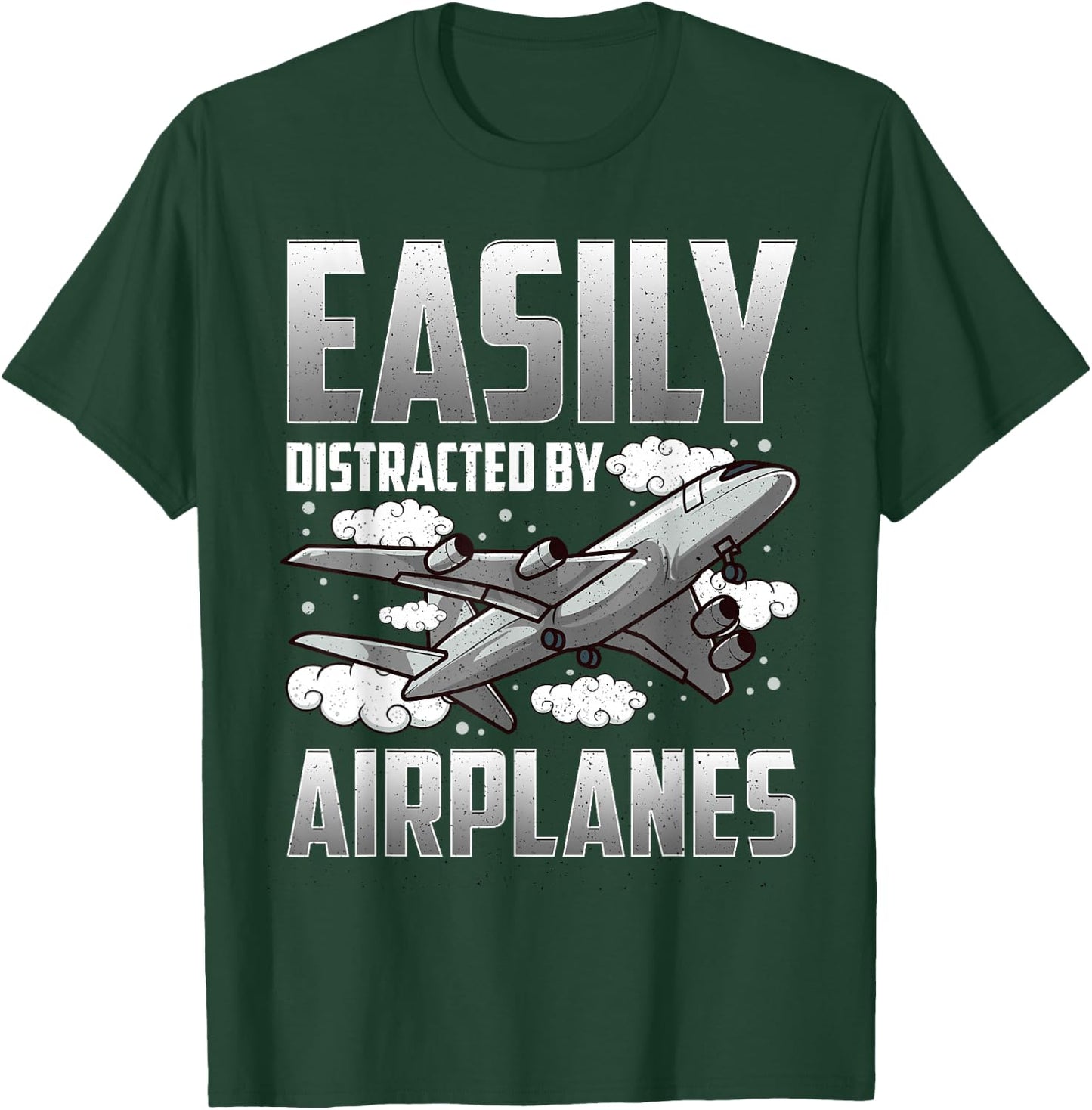 Funny Pilot Shirt Aviation Easily Distracted By Airplanes T-Shirt - T-Shirt | Forest