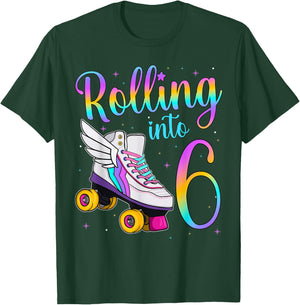 Rolling Into 6 years. Lets Roll I'm Turning 6 Roller Skates T-Shirt - T-Shirt | Forest