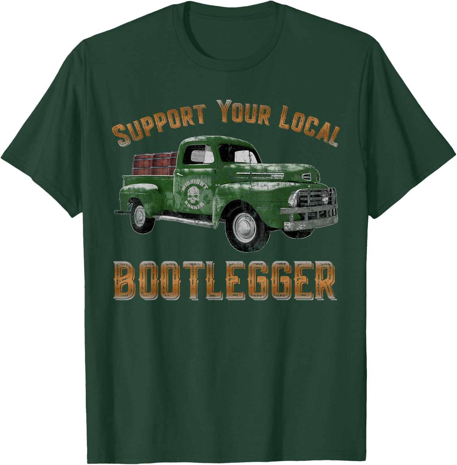 Retro Moonshiner Heritage Store Vintage Support Your Local Bootlegger Funny Moonshine T-Shirt - T-Shirt | Forest