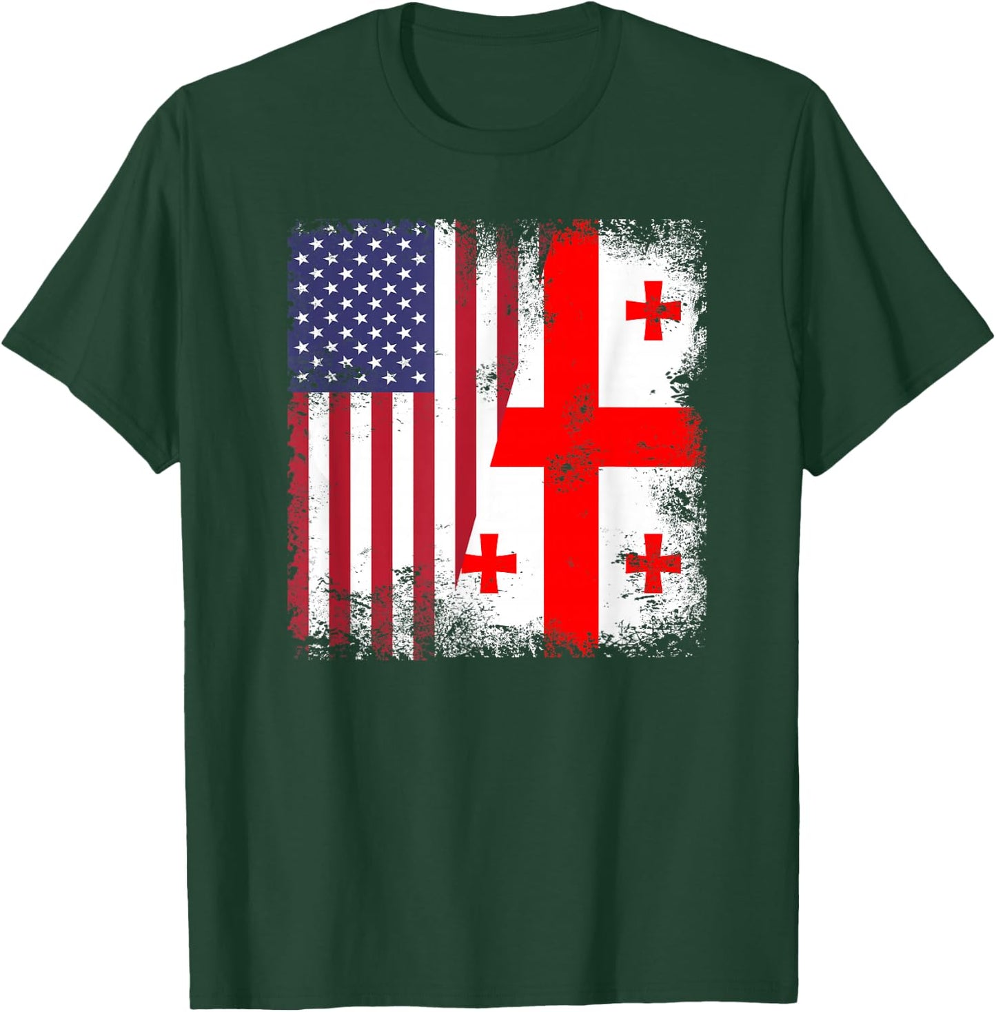 Half Georgian Flag | Vintage Georgia USA Gift T-Shirt - T-Shirt | Forest