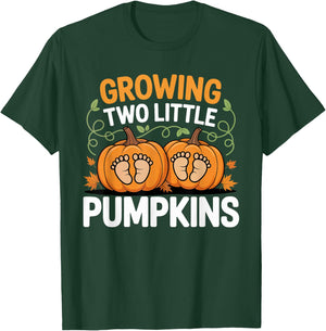 Growing Two Little Pumpkins Twin Fall Pregnancy Halloween T-Shirt - T-Shirt | Forest