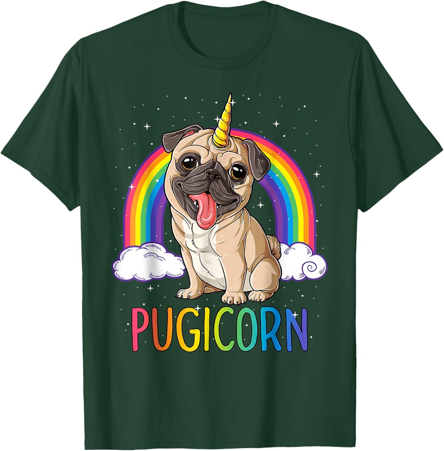 Pugicorn Pug Unicorn Girls Kids Space Galaxy Rainbow.2022 T-Shirt - T-Shirt | Forest