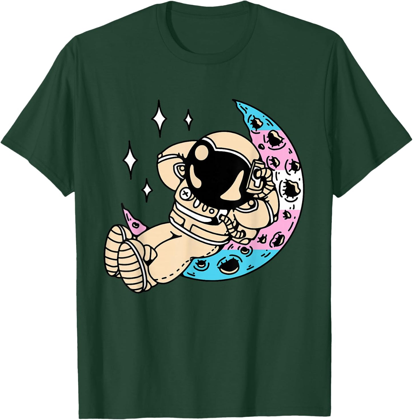 Transgender Astronaut LGBT-Q Space-man Moon Trans Pride Flag T-Shirt - T-Shirt | Forest