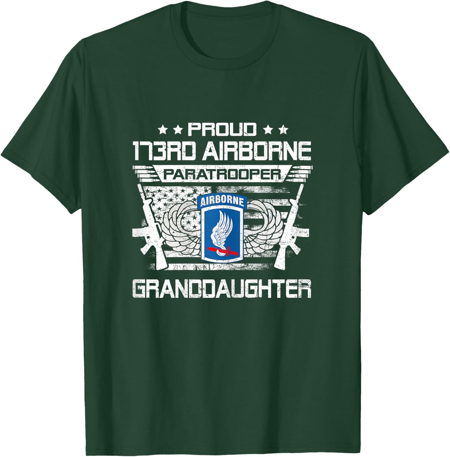 Proud 173rd Airborne Brigade Granddaughter Paratrooper T-Shirt - T-Shirt | Forest