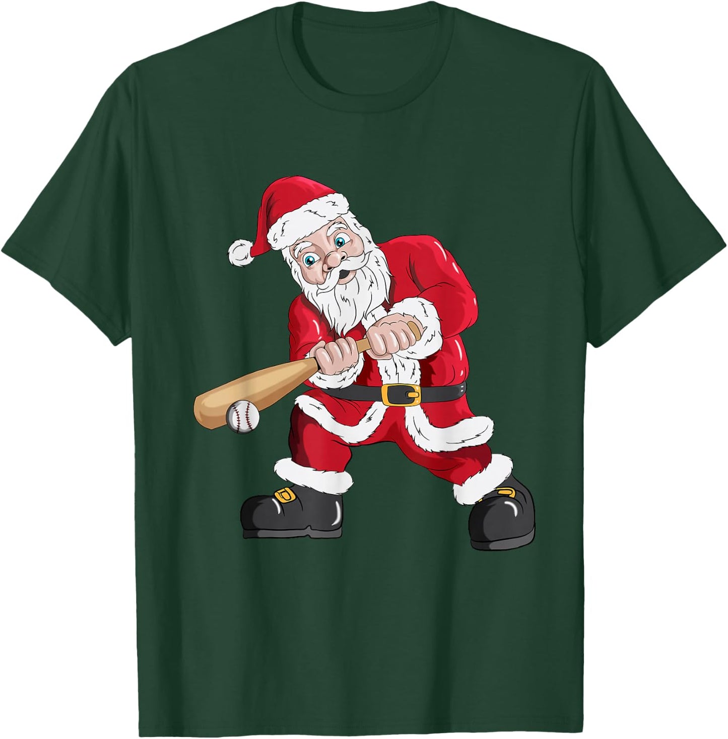 Christmas Santa Claus With Baseball Bat Baseball T-Shirt - T-Shirt | Forest