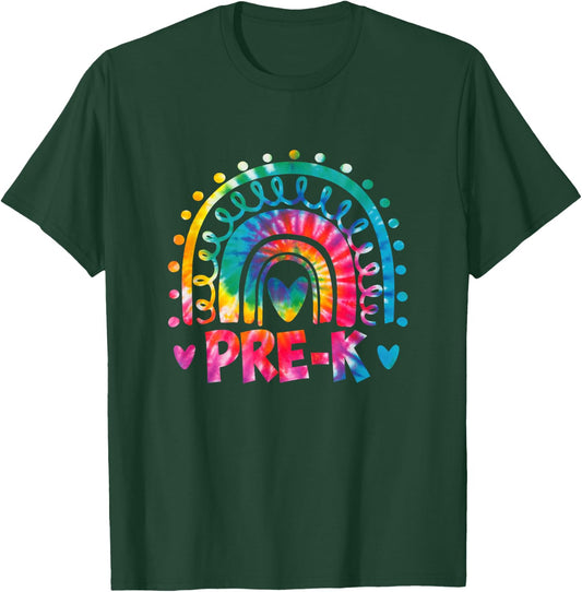 Tie Dye Prek Teacher Rainbow Preschool Back to School Girl T-Shirt - T-Shirt | Forest
