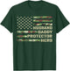 Husband Daddy Protector Hero Fathers Day Camo American Flag T-Shirt - T-Shirt | Forest