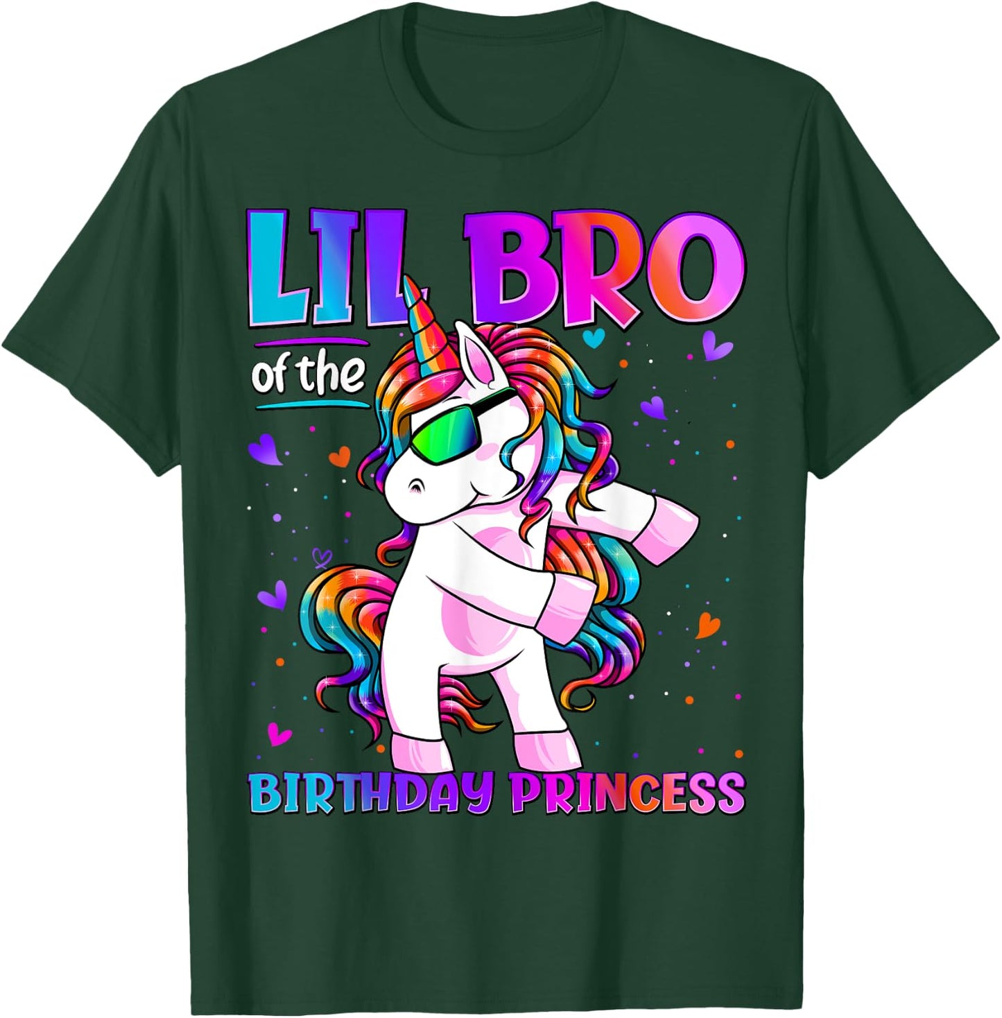 Lil Bro Of Birthday Princess Flossing Unicorn Lil Brother T-Shirt - T-Shirt | Forest