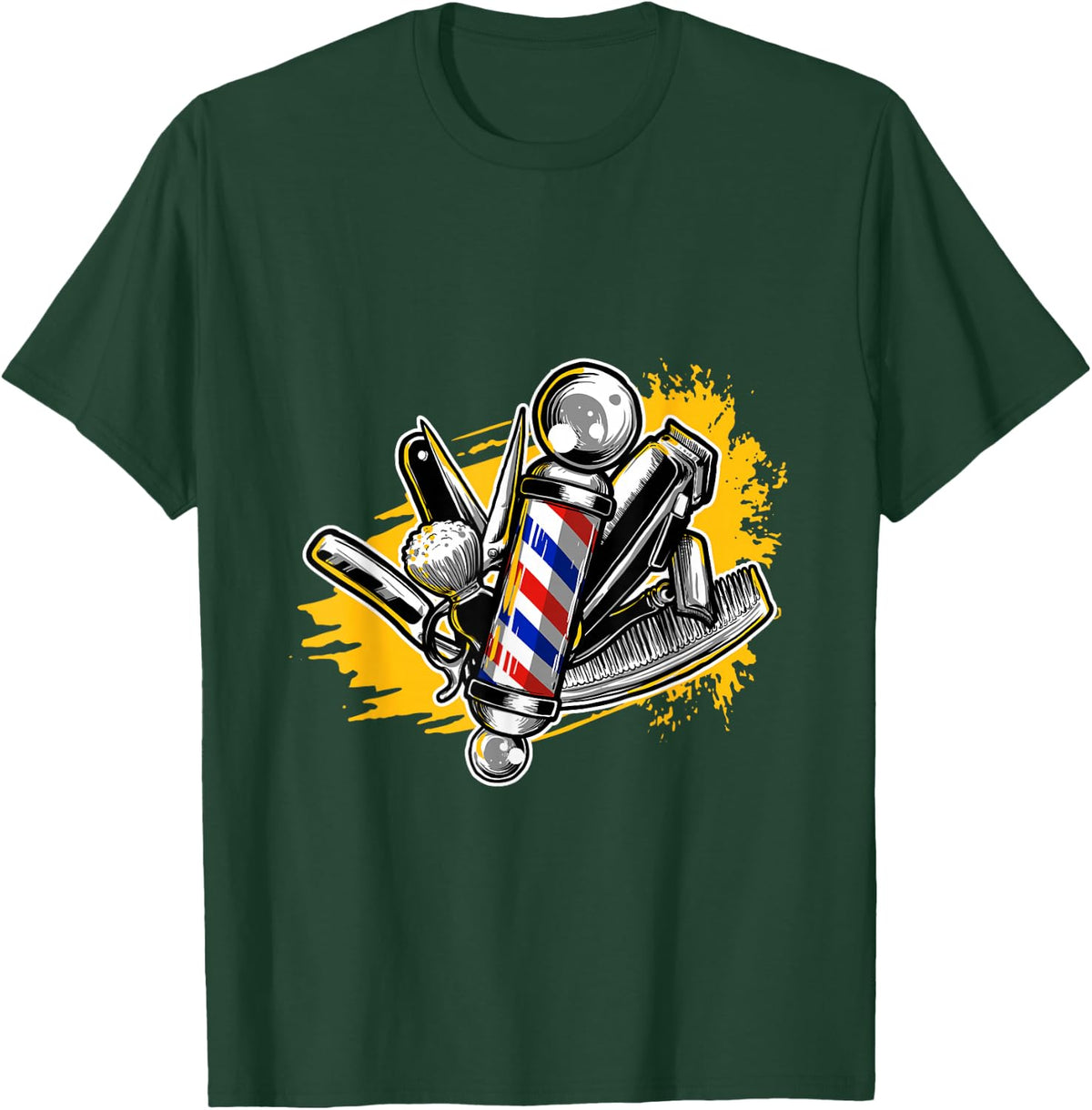 Lustige Friseur Barber Geschenke Barber Barbershop Pole Tools - Men's Black Small Modern Short Sleeve Cotton Blend - Hairdressers, Barbers, Salon Professionals T-Shirt - T-Shirt | Forest