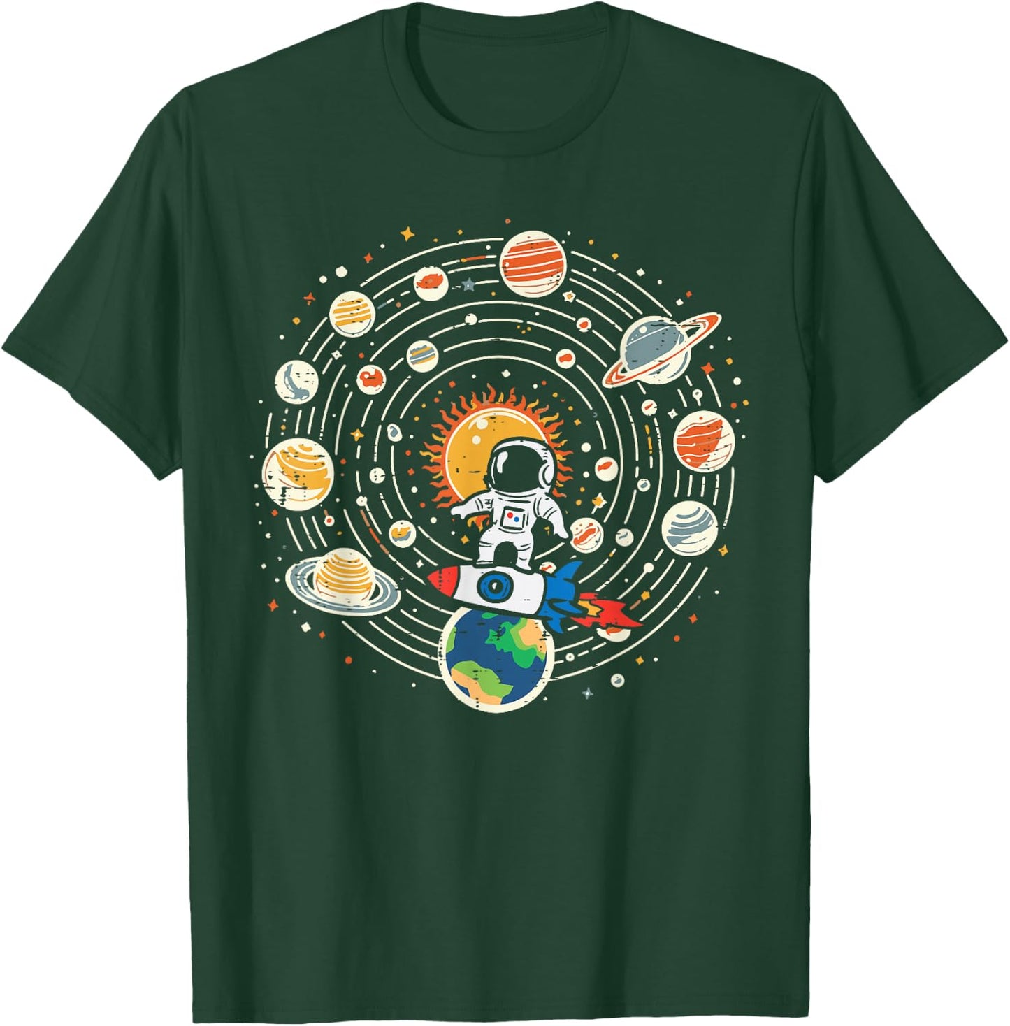 Astronaut Rocket Solar System Space Shuttle Kids Men Women T-Shirt - T-Shirt | Forest
