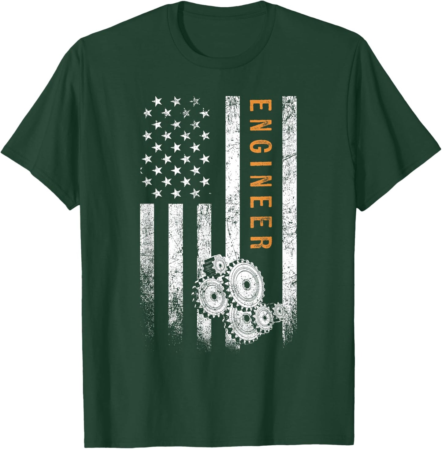 Engineer American Flag Design Engineering T-Shirt - T-Shirt | Forest