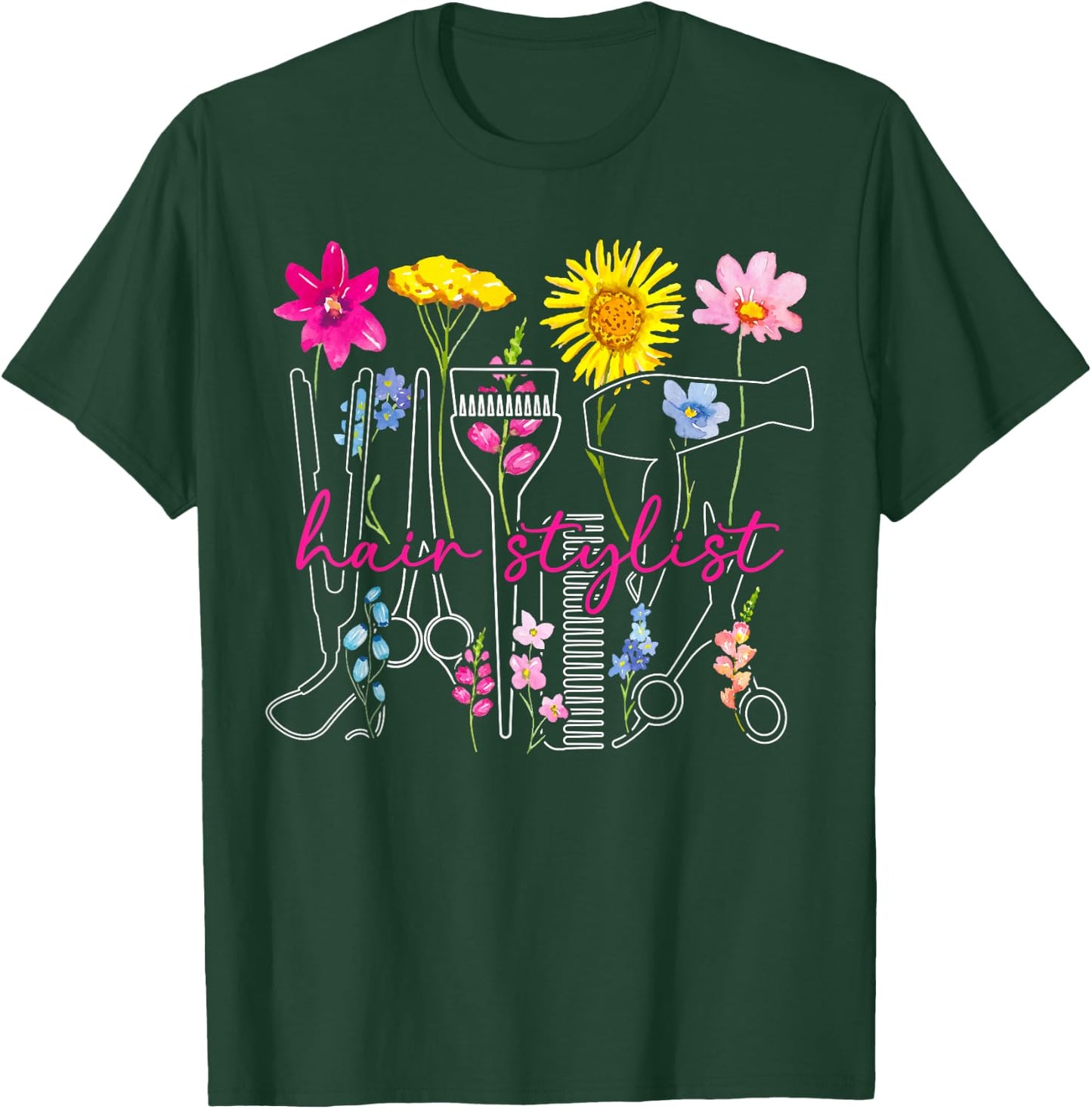 Hair Stylist Flowers Hair Dresser Hairstylist Hairdresser T-Shirt - T-Shirt | Forest