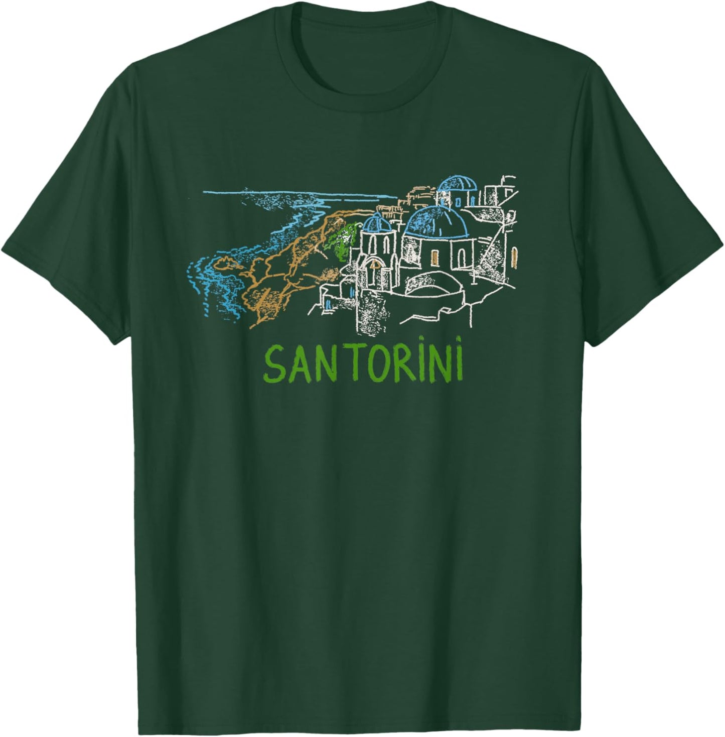 Santorini Greece Art Gift Men Women T-Shirt - T-Shirt | Forest