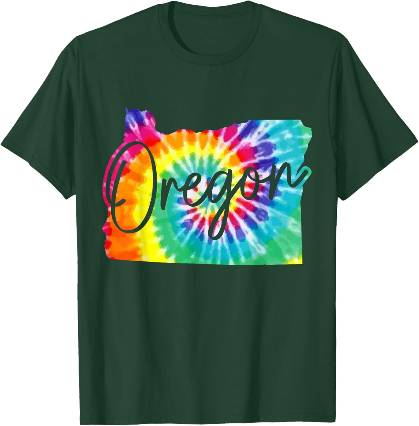 Oregon Tie Dye State Map Pride Hippie PNW Vintage Retro T-Shirt - T-Shirt | Forest