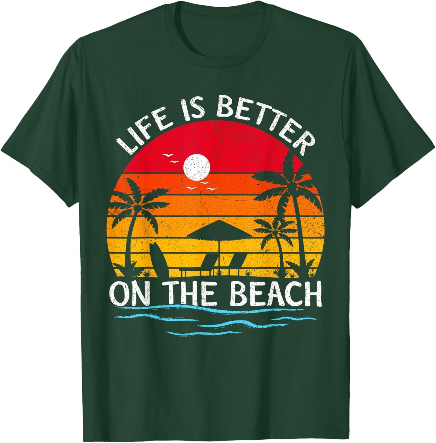 Summer Vacation Sunset Vintage Life Is Better On The Beach T-Shirt - T-Shirt | Forest