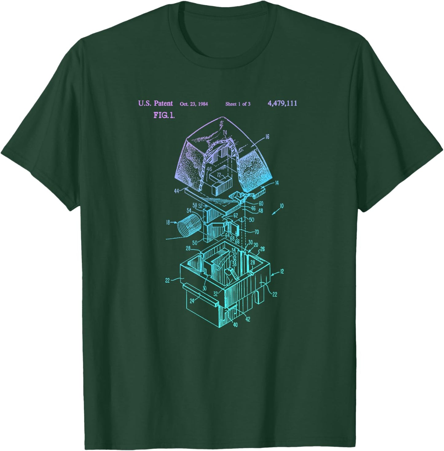 Mechanical Keyboard Patent Drawing Graphic Design Art T-Shirt - T-Shirt | Forest
