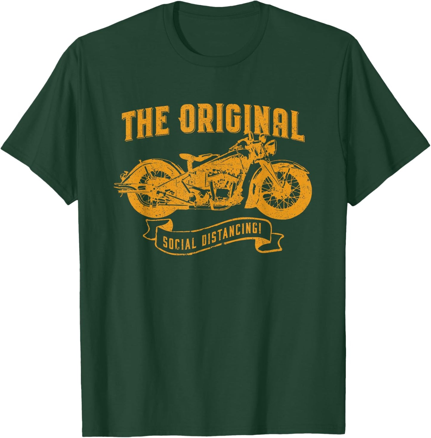 Funny Motorcycle Social Distancing Retro Vintage T-Shirt - T-Shirt | Forest