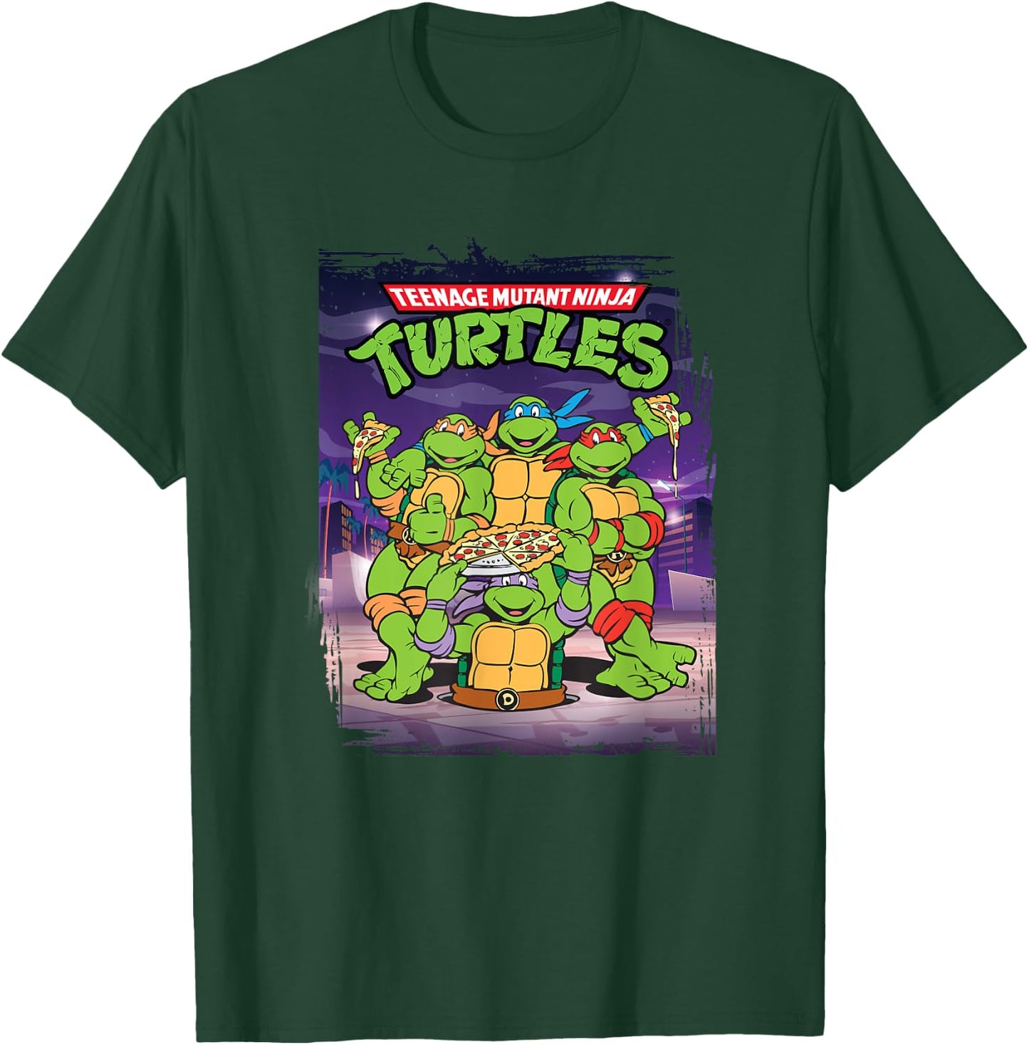 Mademark Black Classic Fit Short Sleeve Teenage Mutant Ninja Turtles Retro T-Shirt - T-Shirt | Forest