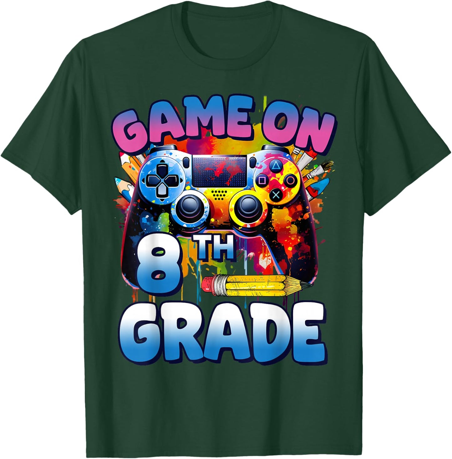 Game On 8th Grade First Day Gamer Shirt Boys T-Shirt - T-Shirt | Forest