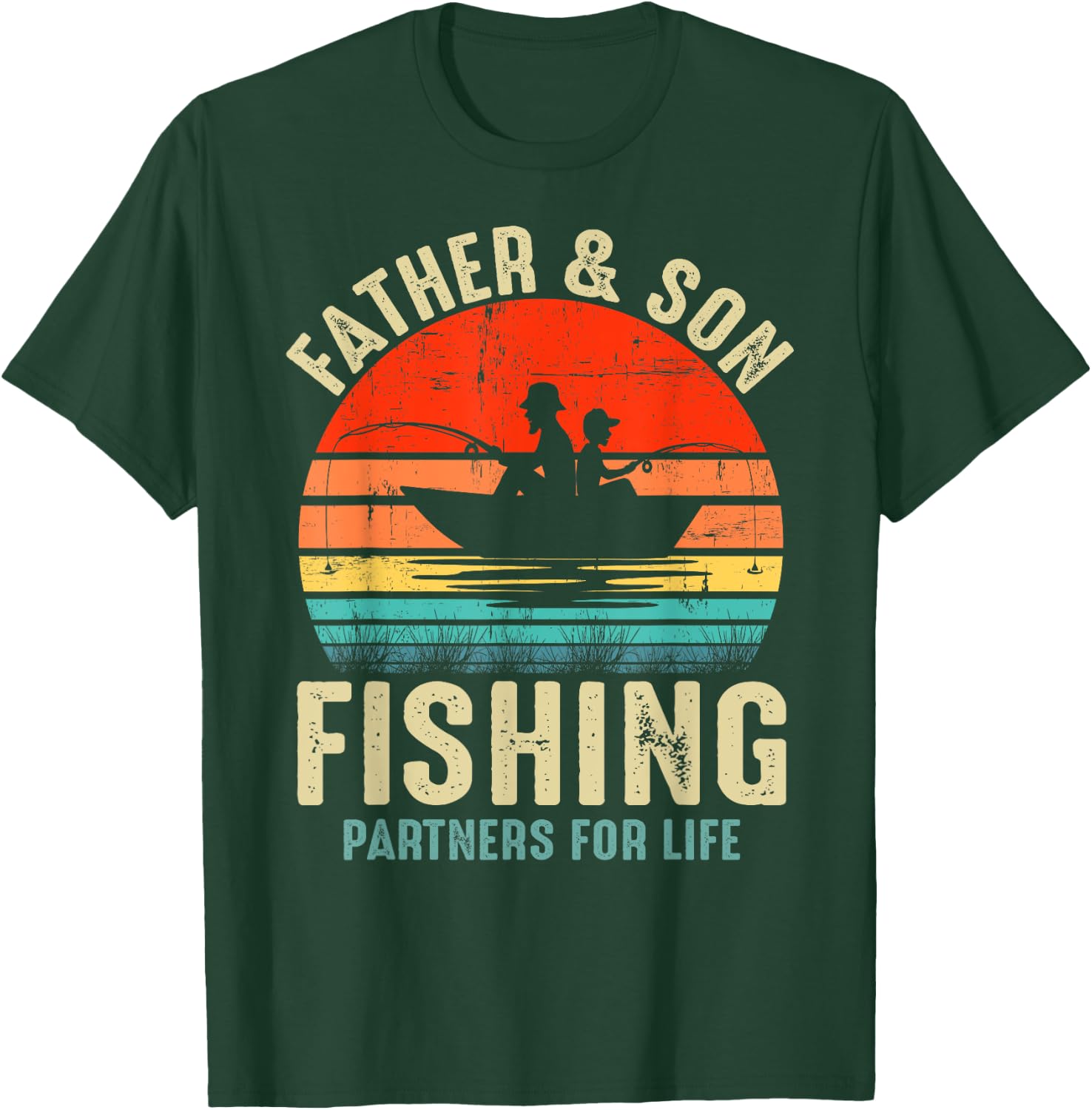 Father and Son Fishing Partner For Life Retro Matching Dad T-Shirt - T-Shirt | Forest
