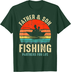 Father and Son Fishing Partner For Life Retro Matching Dad T-Shirt - T-Shirt | Forest