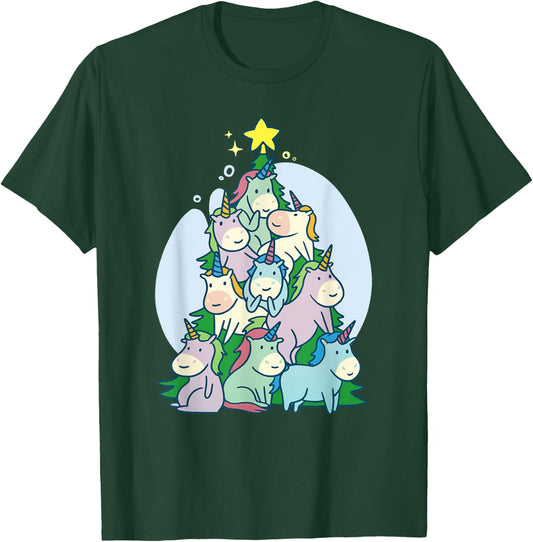 Ugly Christmas Sweater Unicorn Tree Christmas Unicorn T-Shirt - T-Shirt | Forest