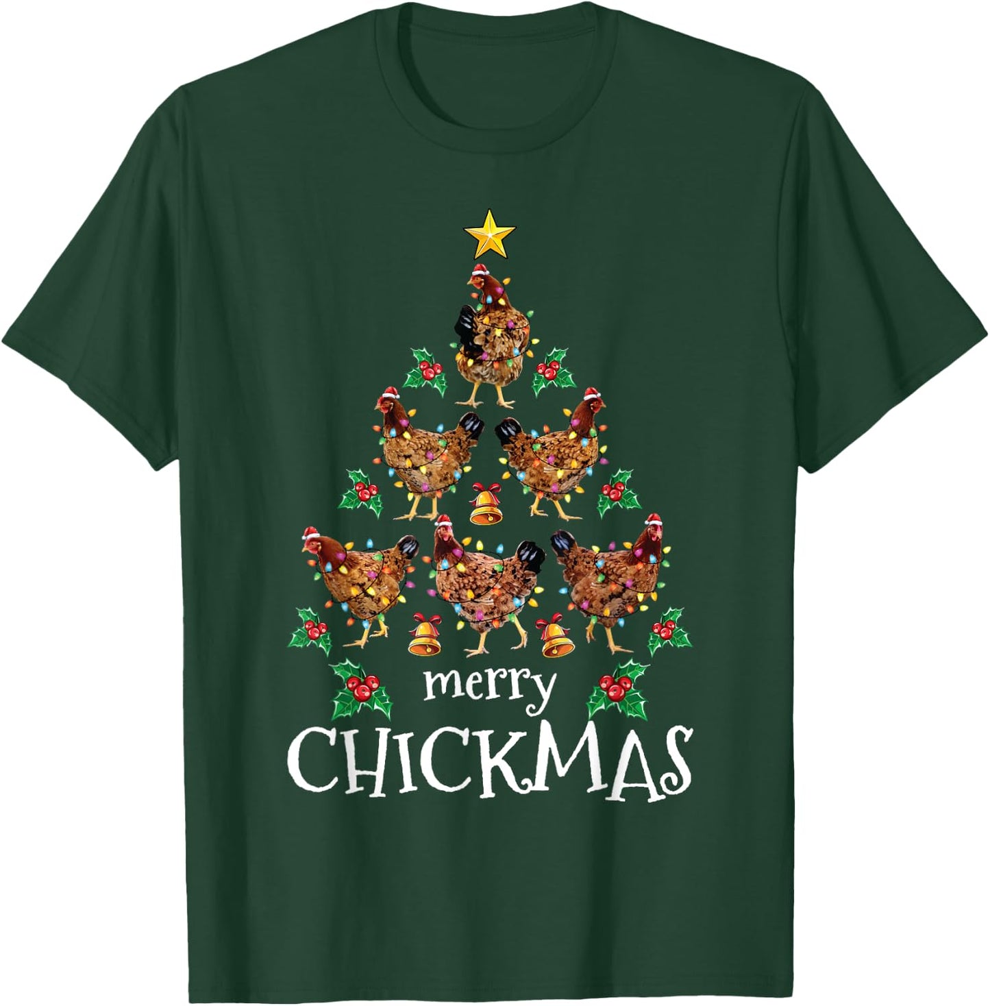 Christmas Chicken Tree Xmas Funny Merry Chickmas T-Shirt - T-Shirt | Forest