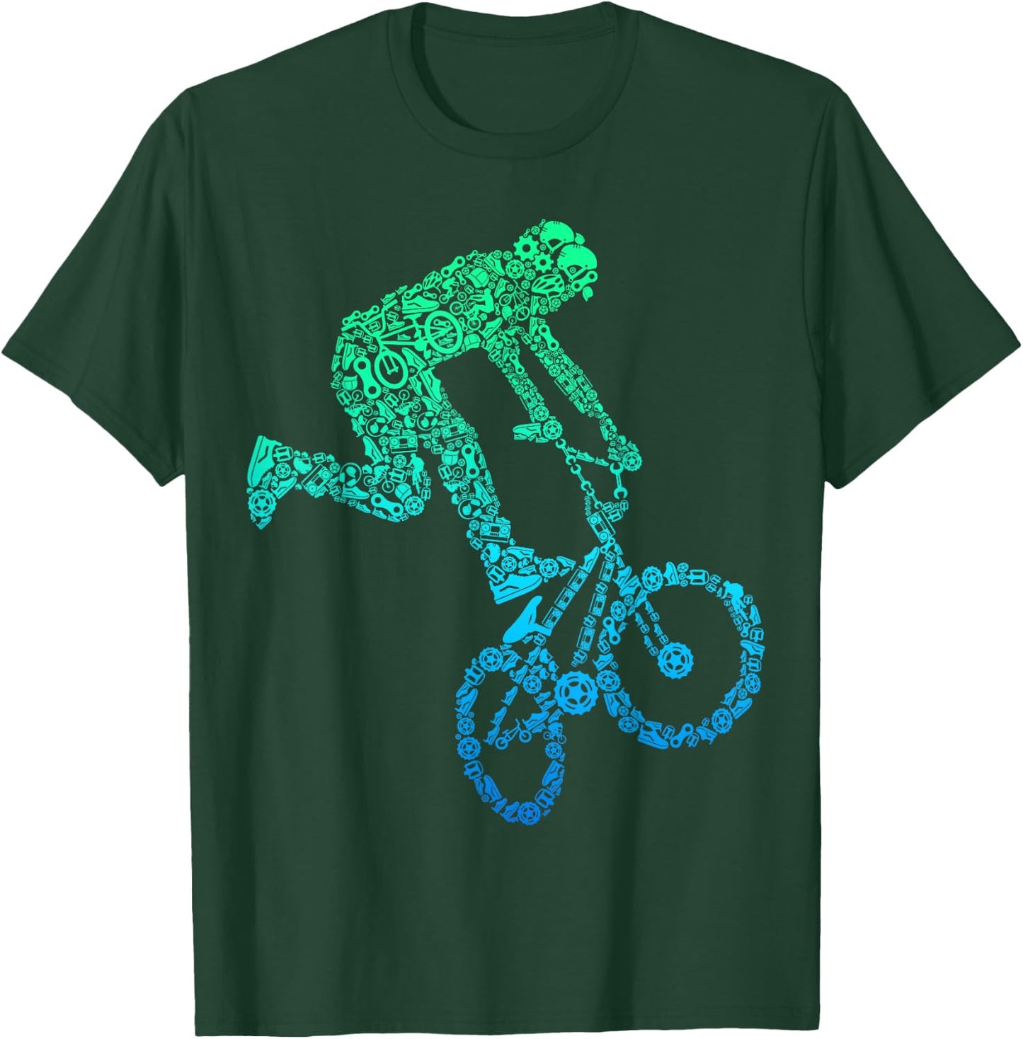 BMX Rider Bike Bicycle Stunt Racing Kids Boys T-Shirt - T-Shirt | Forest